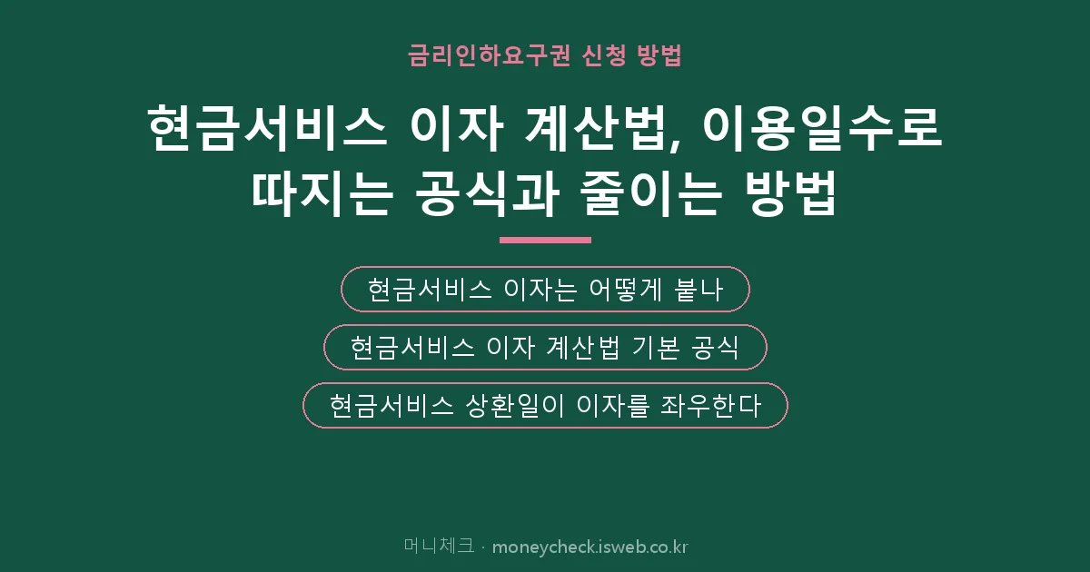현금서비스 이자 계산법 핵심 내용 요약